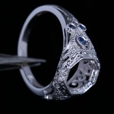 Venda de anel fino semi-montagem de casamento safira pavê redondo 8 mm prata esterlina 925 comprar usado  Enviando para Brazil