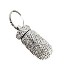 PURSE FOB Case Mint Container Holder Keychain Bling Rhinestone Sparkle Silver  for sale  Shipping to South Africa