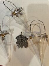 Set of 3 Christmas Ornaments w/ Glass Insert w/ Silver Tone Holder & Poinsettia for sale  Shipping to South Africa