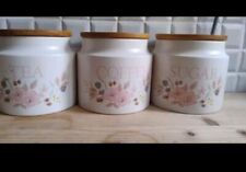 Used, Set of 3 Hornsea Boots 'Hedge Rose' Storage Canisters Tea Coffee and Sugar... for sale  Shipping to South Africa
