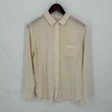 Jenni Kayne Button Back Silk Shirt Blouse Off White Cream Classic Womens Small for sale  Shipping to South Africa