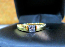18ct Yellow Gold Tension Set Princess Cut Diamond Wedding Engagement Band Ring N for sale  Shipping to South Africa