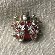 Used, Vintage Ladybug Brooch Pin Glass Rhinestone & Red Jelly Belly Gold Tone Figural for sale  Shipping to South Africa