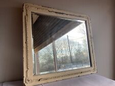 Vintage 1930s Shabby Chic Wall Mirror Bevelled Glass Aged Cream French Heavy for sale  Shipping to South Africa
