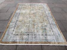 Vintage Hand Made Art Deco Chinese Oriental Beige Silk Carpet 266x181cm for sale  Shipping to South Africa