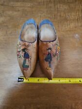 VINTAGE - Wood Clogs Shoes hand panted People And Flowers, for sale  Shipping to South Africa