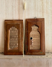 Set of 2 Wooden Wall Hanging Frame With Mirror Antique Hand Carved Collectible  for sale  Shipping to South Africa