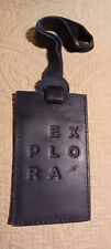 EXPLORA Black Leather Vintage Luggage Tag Window fits standard biz card loops on for sale  Shipping to South Africa