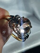 Authentic,CERTIFIED 3.27ct Morganite & Diamond ring. Solid 9ct yellow gold N-O for sale  STOKE-ON-TRENT
