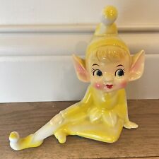 Vintage Pixie Elf Yellow MCM 1950s Ceramic Figurine  for sale  Shipping to South Africa