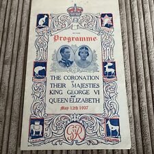 Coronation programme 1937 for sale  GREAT YARMOUTH