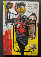 Jean Michel Basquiat 1980's Acrylic Painting On Canvas Signed Stamped 23"x15" for sale  Shipping to South Africa