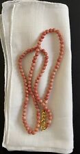 Vintage  Salmon Colored  Coral Bead Necklace 17” New Fastener, + Free  Hanky , for sale  Shipping to South Africa