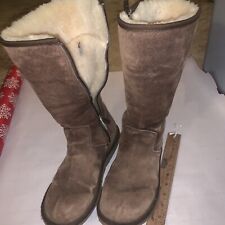 Uggs Sunset Side Zip Chocolate Brown Boots 5683  US Size 10 Suede Sherpa Leather for sale  Shipping to South Africa