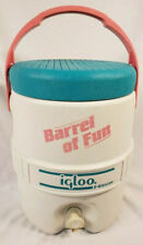 Vintage 1990’s Igloo BARREL of Fun Water Cooler Pink White 2 Gallon w/ Insert, used for sale  East Brunswick