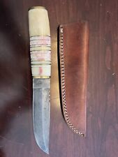 Cuchillo de caza hoja de acero Pioneer Damascus hoja de 6,25" con mango blanco/rosa segunda mano  Embacar hacia Argentina