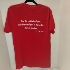 Camiseta Cristã Bíblia Versículo Escritura Coríntios Senhor é o Espírito Vermelha Tamanho M, usado comprar usado  Enviando para Brazil