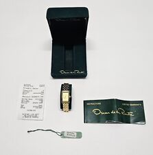 Reloj de diseño vintage Oscar De La Renta para mujer caja rectangular tono dorado LR1234 segunda mano  Embacar hacia Argentina