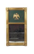 Vintage Wood Carved Federal Style Wall Mirror Eagle Decoration Gold and Green for sale  Shipping to South Africa