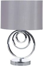 Elegante círculo cromado con tela gris lámpara de mesa dormitorio sala de estar 20 cm segunda mano  Embacar hacia Argentina