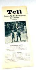 VINTAGE PAMPHLET SUISSE INTERLAKEN WILLIAM TELL OPEN AIR PLAY SEAT PLAN  1936, used for sale  Shipping to South Africa