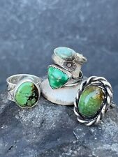 Four Navajo Zuni Southwest Style Rings Sterling Silver Turquoise SW Modern Chic for sale  Monrovia