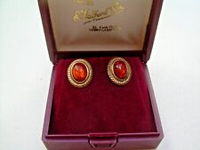 Vintage 9ct Gold Natural Amber Large Stud Earrings. for sale  RUGBY
