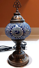 Usado, Abajur de mesa estilo turco marroquino azul cobalto mosaico azulejo exclusivo feito à mão FUNCIONA comprar usado  Enviando para Brazil