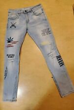 32 decalques masculinos CRYSP jeans lavagem leve MOTO motociclista skinny pintado rasgado  comprar usado  Enviando para Brazil