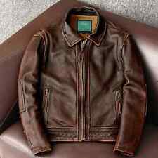 Men’s Motorcycle Vintage Cafe Racer Distressed Brown Biker Real Leather Jacket for sale  Shipping to South Africa