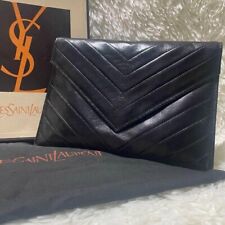 Bolsa de mão Yves Saint Laurent preta couro YSL ponto V vintage com caixa, usado comprar usado  Enviando para Brazil