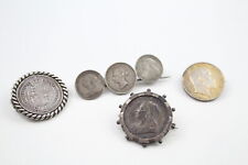 Sterling Silver Coin Brooches Antique Victoria One Shilling Ceylon x 4 (31g) for sale  Shipping to South Africa