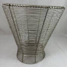 Cesto de lixo industrial de arame metal vintage 11" prata comprar usado  Enviando para Brazil