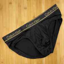 Calvin Klein Microfibre Hip Brief - Black with Gold Letter Waistband  Size Large for sale  Shipping to South Africa