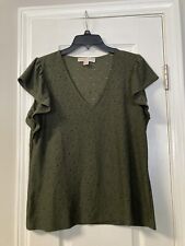 Blusa feminina Michael Kors verde oliva sólida manga curta ilhós tamanho G, usado comprar usado  Enviando para Brazil