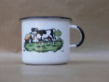 Tasse bol mug timbale à décor de vaches en métal tôle émaillée vintage neuf d'occasion  Beaurepaire