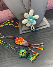 Lote de 3 colares boho vintage tecidos à mão com miçangas florais feitos à mão coloridos comprar usado  Enviando para Brazil