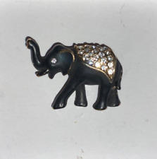 Broche de esmalte preto tom dourado elefante com strass cobertor, usado comprar usado  Enviando para Brazil