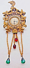 Broche de relógio cuco vintage feito na Suíça, por Taylor, tom dourado, strass comprar usado  Enviando para Brazil