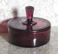 VTG Martinsville Queen Anne Amethyst Purple Glass Powder Lidded Vanity Jar READ for sale  Shipping to South Africa