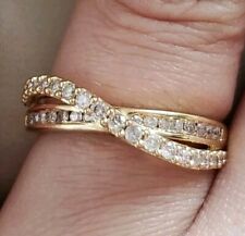 Lovely Unusual 9carat Gold 9ct Gold Diamond 1/2 Eternity Ring 2.8g Hmkd Size O for sale  Shipping to South Africa