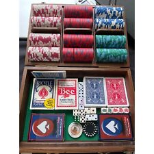 Used, Vintage Poker Set Wood Case 300 Chips Winstar Casino Chip MartelAdvertising Dice for sale  Shipping to South Africa