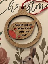 Wooden Christmas tree decoration - Robins Appear When Loved Ones Are Near. for sale  CANNOCK