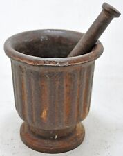 Antiguo molinillo de especias de mortero de hierro y mortero original antiguo grabado a mano segunda mano  Embacar hacia Argentina