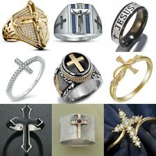 Anillo de cruz Christian Jesus para hombre mujer plata 925 anillos de amor fe esperanza fe segunda mano  Embacar hacia Argentina