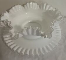 Fenton Milk Glass Silver Crest Serving Bowl With Tray  for sale  Shipping to South Africa