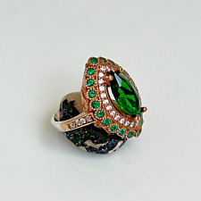 Handmade Ladies Ring, Anel de prata turco, Anel de esmeralda das mulheres, prata 925k 5-15 comprar usado  Enviando para Brazil