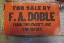 Letrero de cartón antiguo - a la venta por F.A.Doble implementos y carruajes agrícolas segunda mano  Embacar hacia Argentina