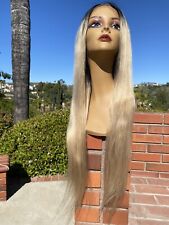 Glue-less Full Lace Wig 24 Inch Ombre Color Human Hair Wigs Straight for sale  Walnut