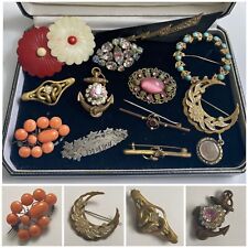 Used, Job Lot Antique Jewellery Brooches Inc Coral Insect, Silver, Mourning etc (AF) for sale  HASTINGS